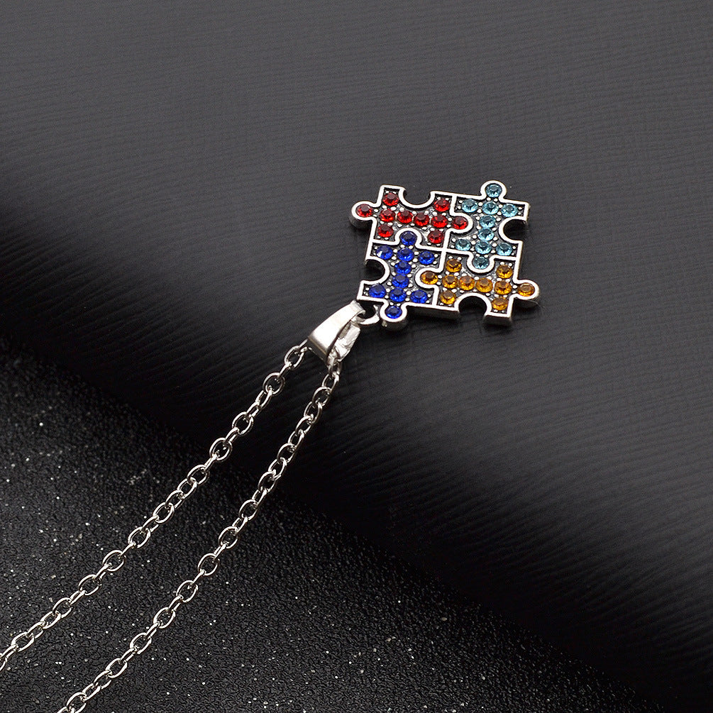 Jigsaw Puzzle Crystal Charity Necklace