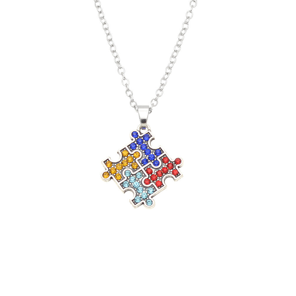 Jigsaw Puzzle Crystal Charity Necklace