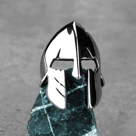 Retro Men's Fashion Warrior Mask Titanium Steel Ring