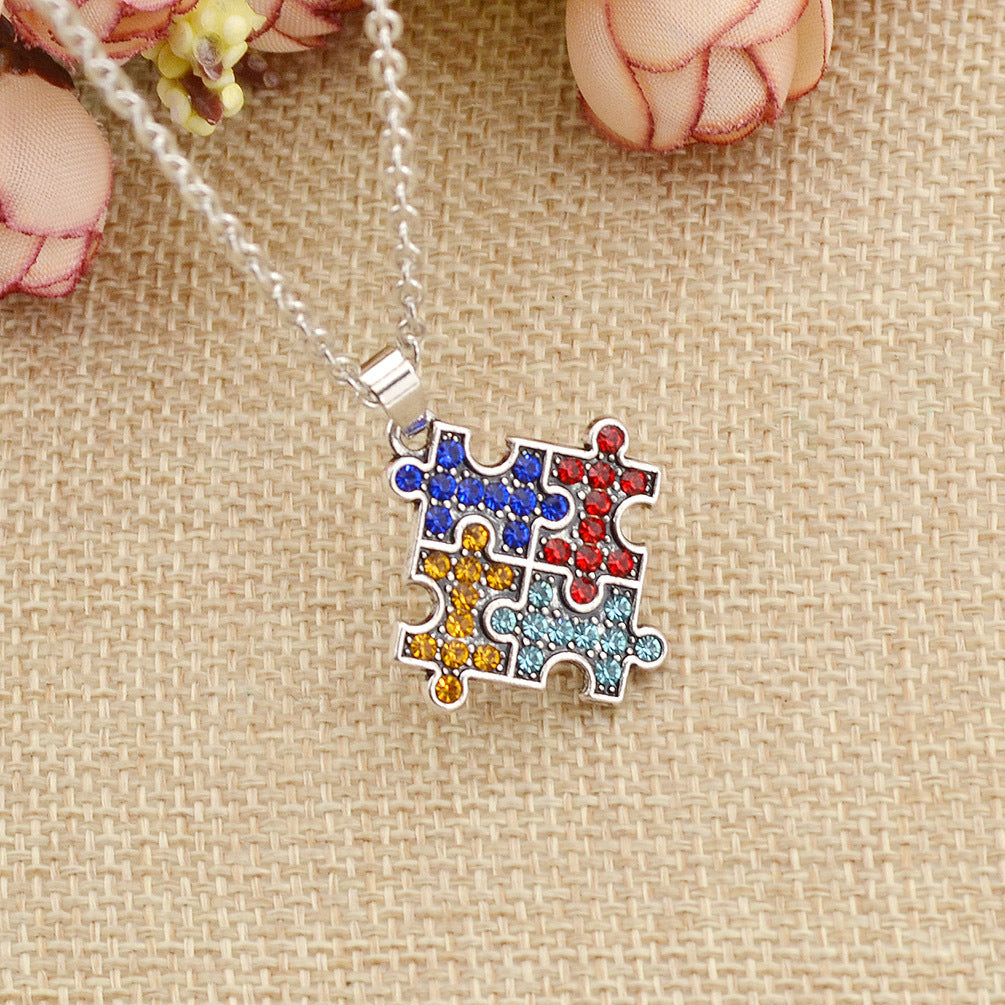 Jigsaw Puzzle Crystal Charity Necklace