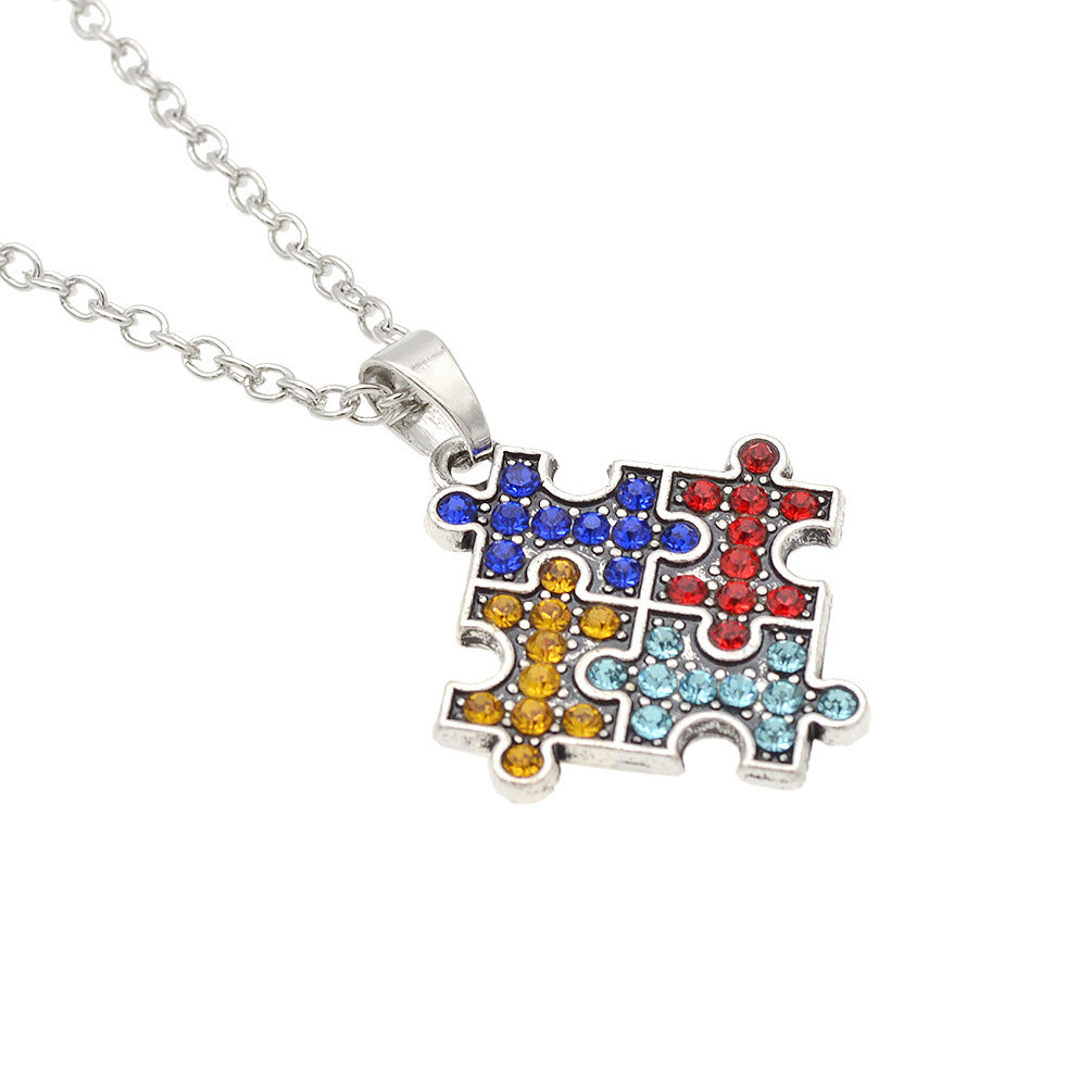 Jigsaw Puzzle Crystal Charity Necklace