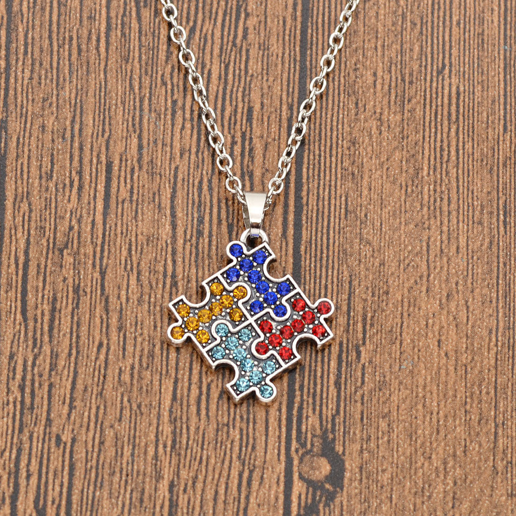 Jigsaw Puzzle Crystal Charity Necklace