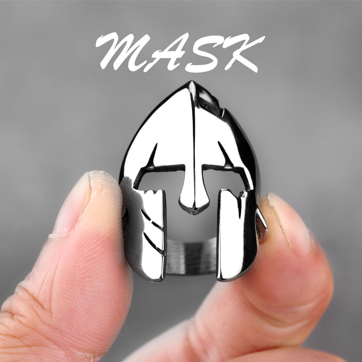 Retro Men's Fashion Warrior Mask Titanium Steel Ring